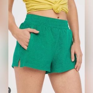 Aerie green terry cloth shorts